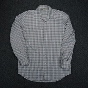 Luciano Barbera Shirt Men Extra Large Beige Plaid Check Long Sleeve Button Italy